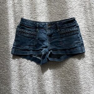 Bullhead boho braided denim shorts